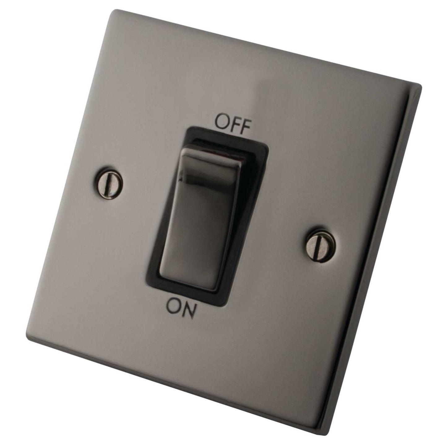 M2 Decorative 45A DP 1 Gang Switch Metal / Black Insert Black Nickel