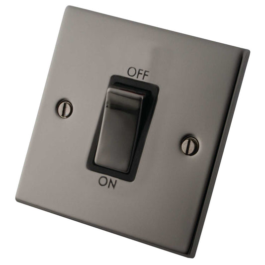 M2 Decorative 45A DP 1 Gang Switch Metal / Black Insert Black Nickel