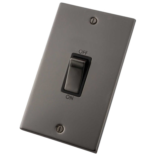 M2 Decorative 45A DP 2 Gang Vertical Switch Metal / Black Insert Black Nickel