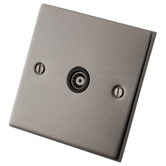 M2 Decorative 1 Gang Coaxial Socket Black Insert Black Nickel