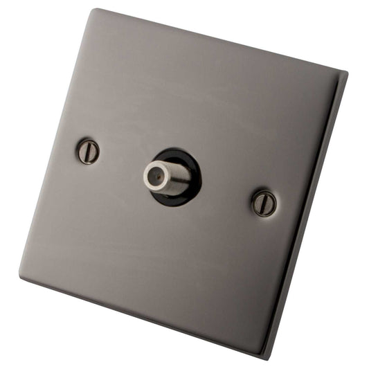 M2 Decorative 1 Gang Satellite Socket Black Insert Black Nickel