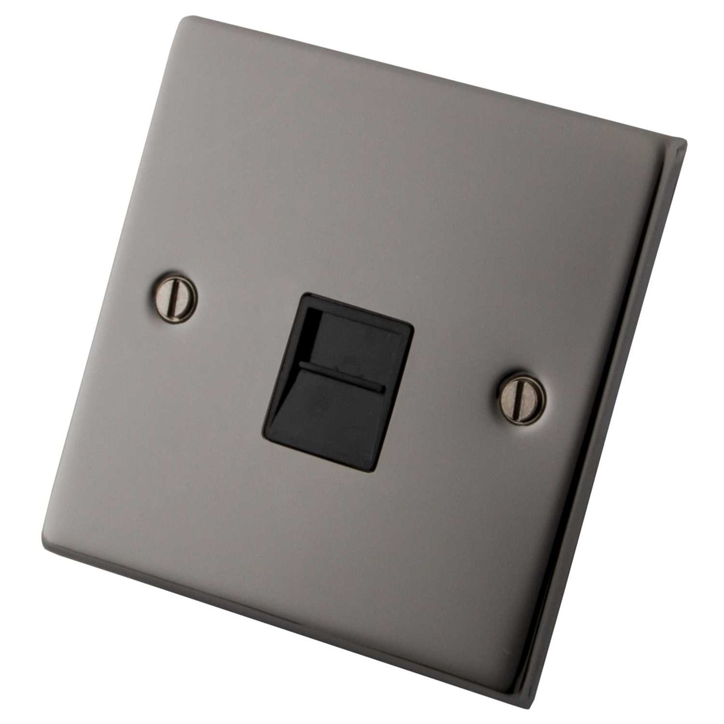 M2 Decorative 1 Gang Master Telephone Socket Black Insert Black Nickel
