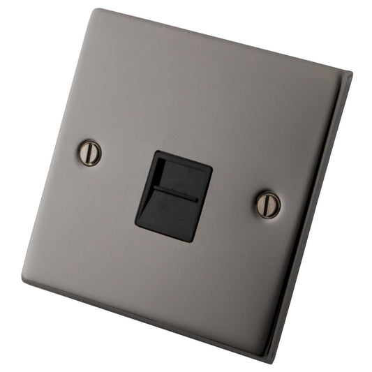 M2 Decorative 1 Gang Master Telephone Socket Black Insert Black Nickel