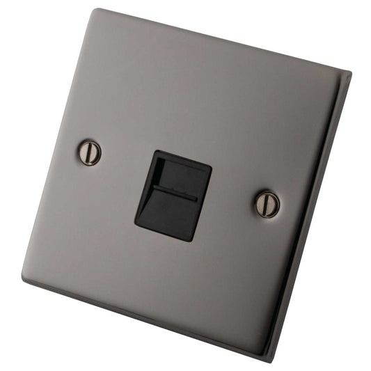 M2 Decorative 1 Gang Secondary Telephone Socket Black Insert Black Nickel