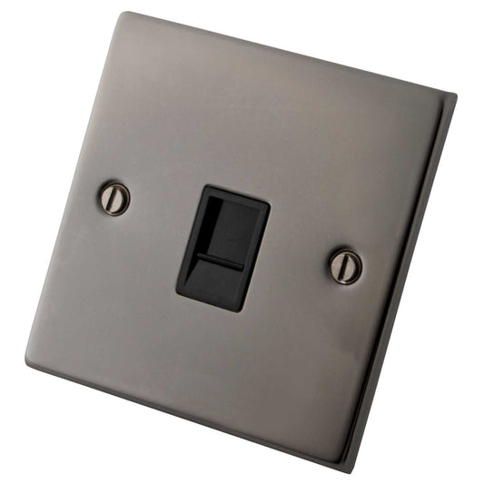 M2 Decorative 1 Gang Cat 5E Data Outlet Black Insert Black Nickel