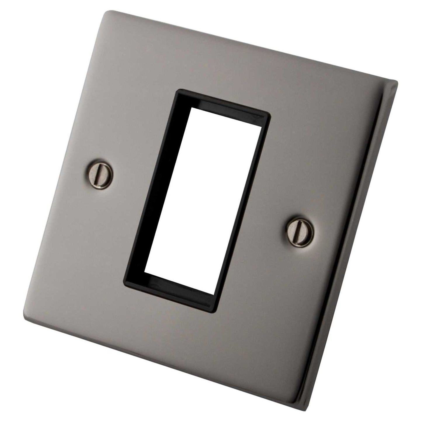 M2 Decorative 1 Gang 1 Euro Module Front Plate Black Nickel Black Insert