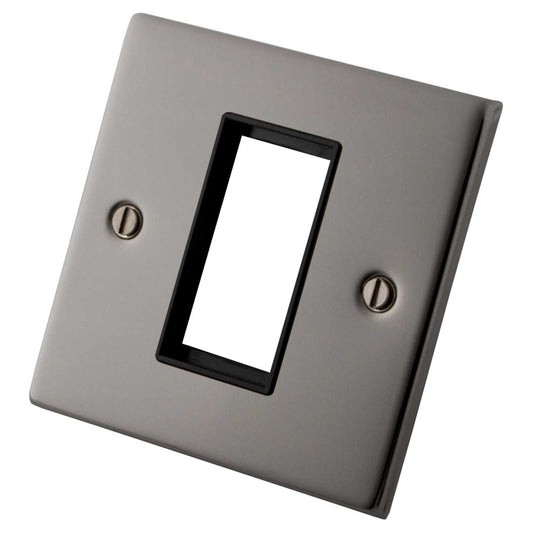 M2 Decorative 1 Gang 1 Euro Module Front Plate Black Nickel Black Insert