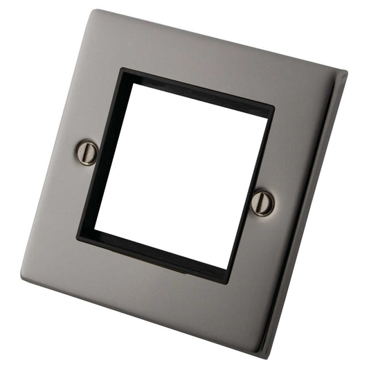 M2 Decorative 1 Gang 2 Euro Module Front Plate Black Nickel Black Insert