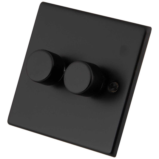 M2 Decorative 400W 2 Gang Intelligent Dimmer Painted Matt Black
