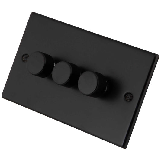 M2 Decorative 400W 3 Gang Intelligent Dimmer Painted Matt Black