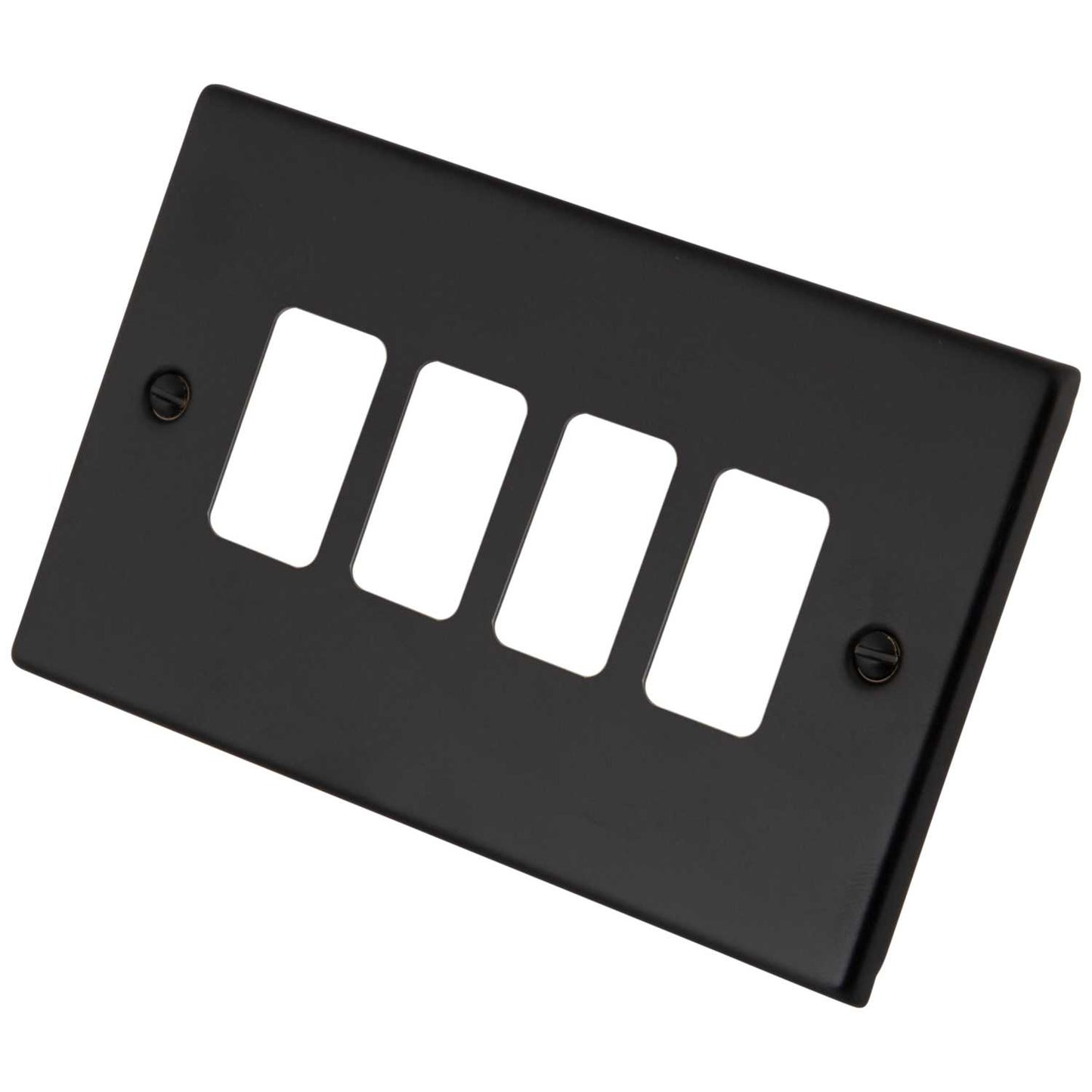 M2 Decorative 4 Gang Grid Front Plate Painted Matt Black