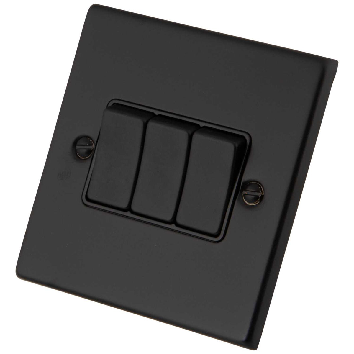 M2 Decorative 10A 3 Gang 2 Way Light Switch Black Insert Painted Matt Black