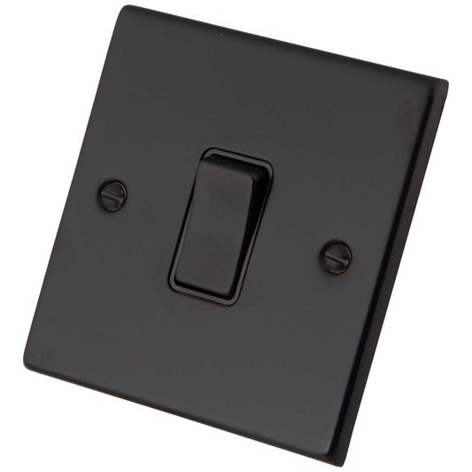 M2 Decorative 10A 1 Gang Intermediate Switch Black Insert Painted Matt Black