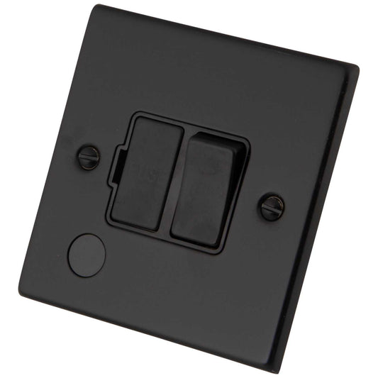M2 Decorative 13A Switched Fused Spur with Flex Outlet Black Insert Painted Matt Black