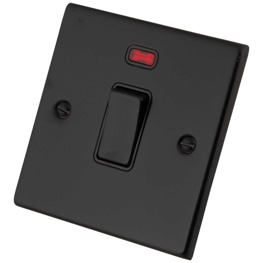 M2 Decorative 20A DP Switch with Neon Black Insert Painted Matt Black
