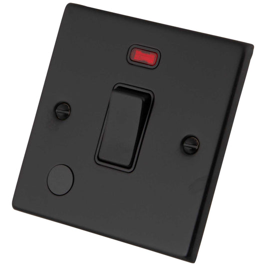M2 Decorative 20A DP Switch with Neon and Flex Outlet Black Insert Painted Matt Black