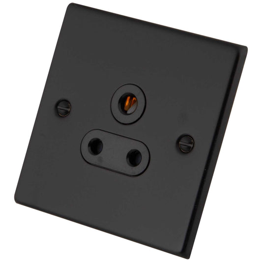 M2 Decorative 5A 1 Gang Unswitched Socket Black Insert Painted Matt Black