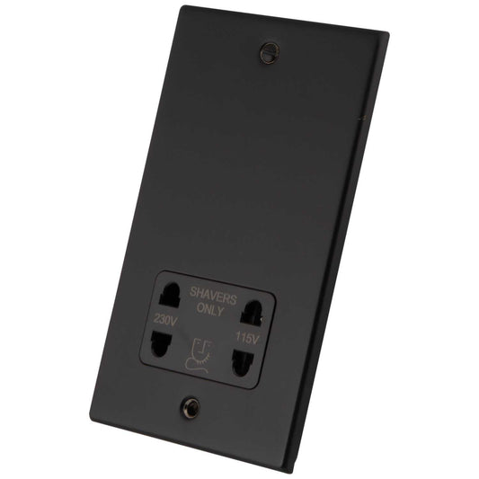 M2 Decorative Dual Voltage Shaver Socket Black Insert Painted Matt Black
