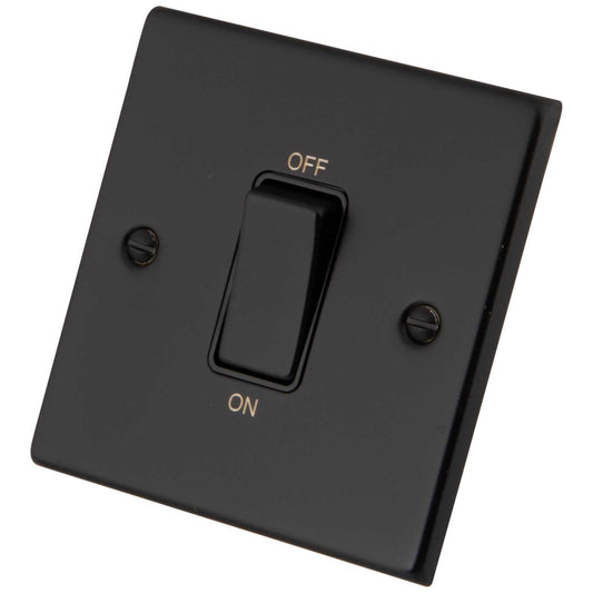 M2 Decorative 45A DP 1 Gang Switch Black Insert Painted Matt Black