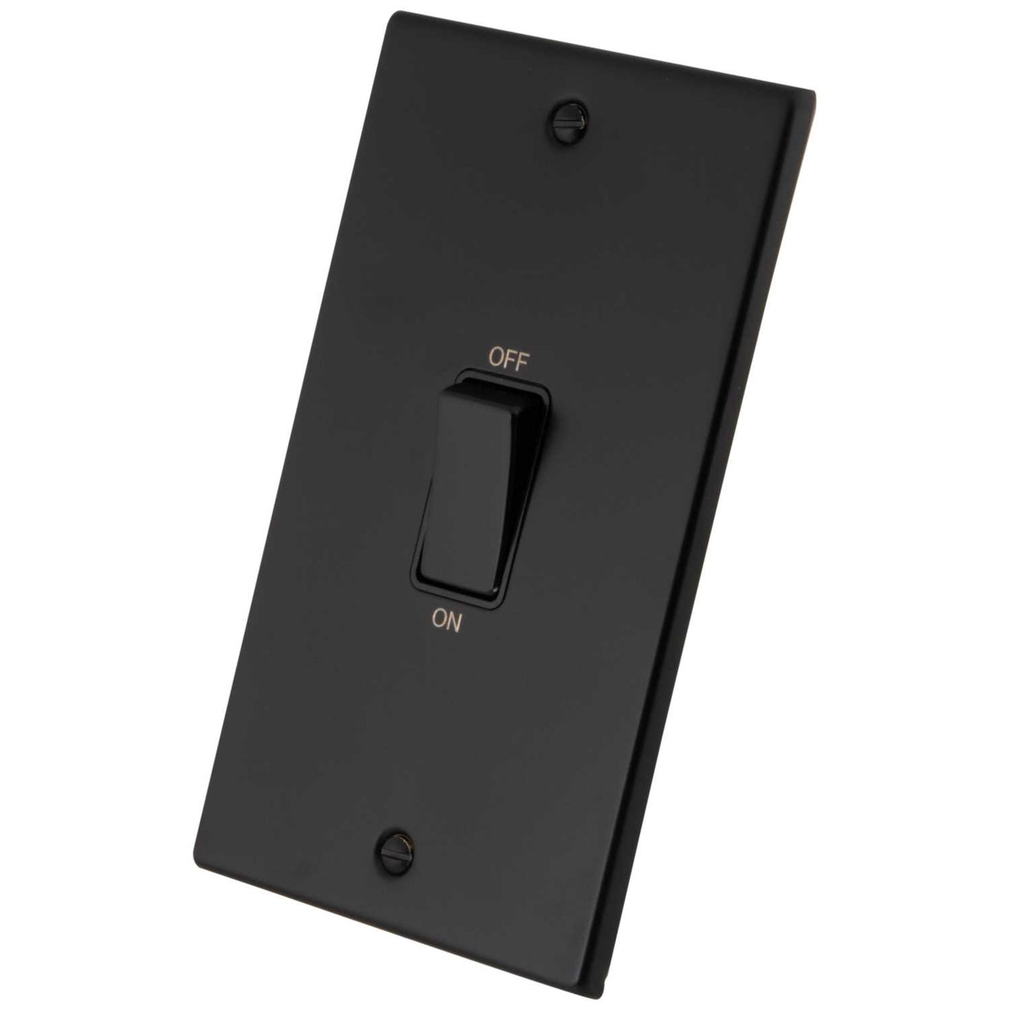 M2 Decorative 45A DP 2 Gang Vertical Switch Black Insert Painted Matt Black