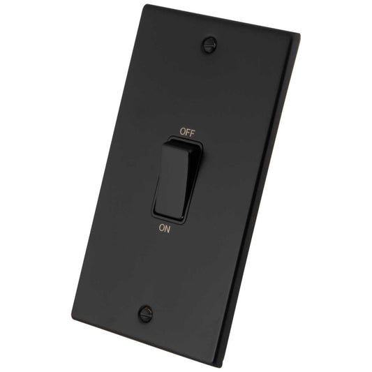 M2 Decorative 45A DP 2 Gang Vertical Switch Black Insert Painted Matt Black