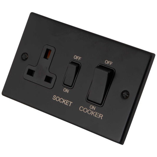 M2 Decorative 45A Cooker Control Unit Black Insert Painted Matt Black