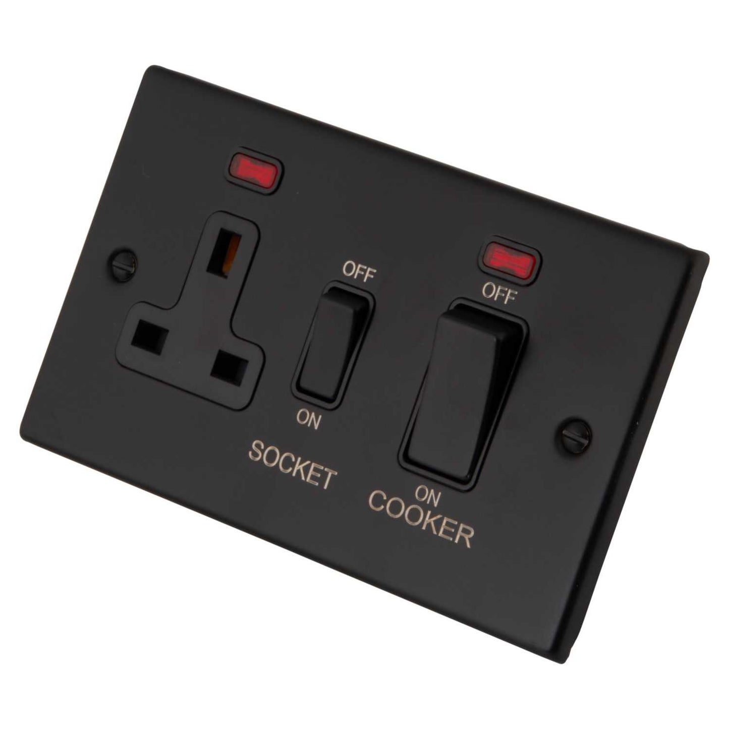 M2 Decorative 45A Cooker Control Unit with Neon Black Insert Painted Matt Black