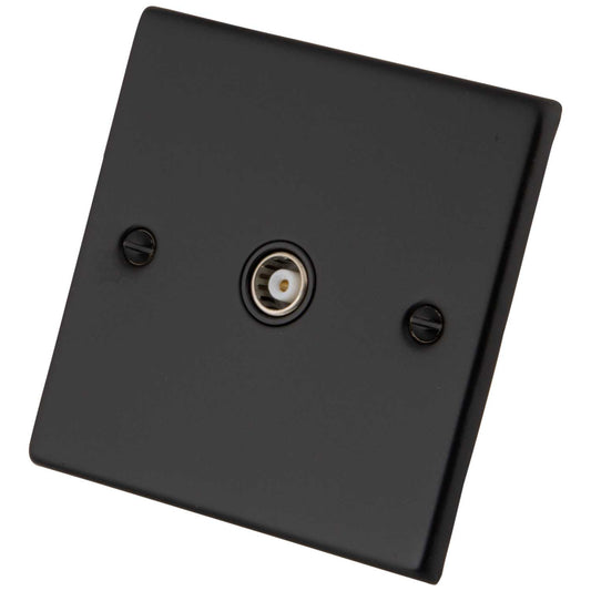 M2 Decorative 1 Gang Coaxial Socket Black Insert Painted Matt Black