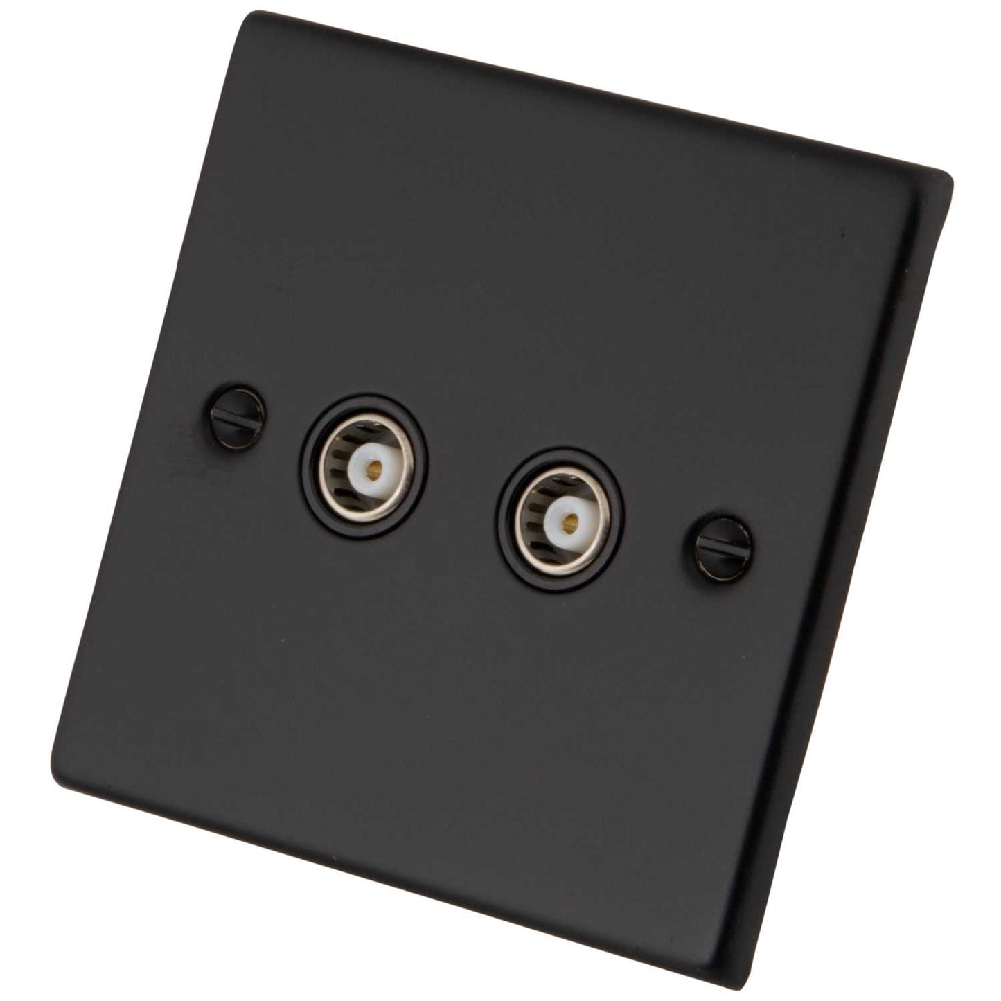 M2 Decorative 2 Gang Coaxial Socket Black Insert Painted Matt Black