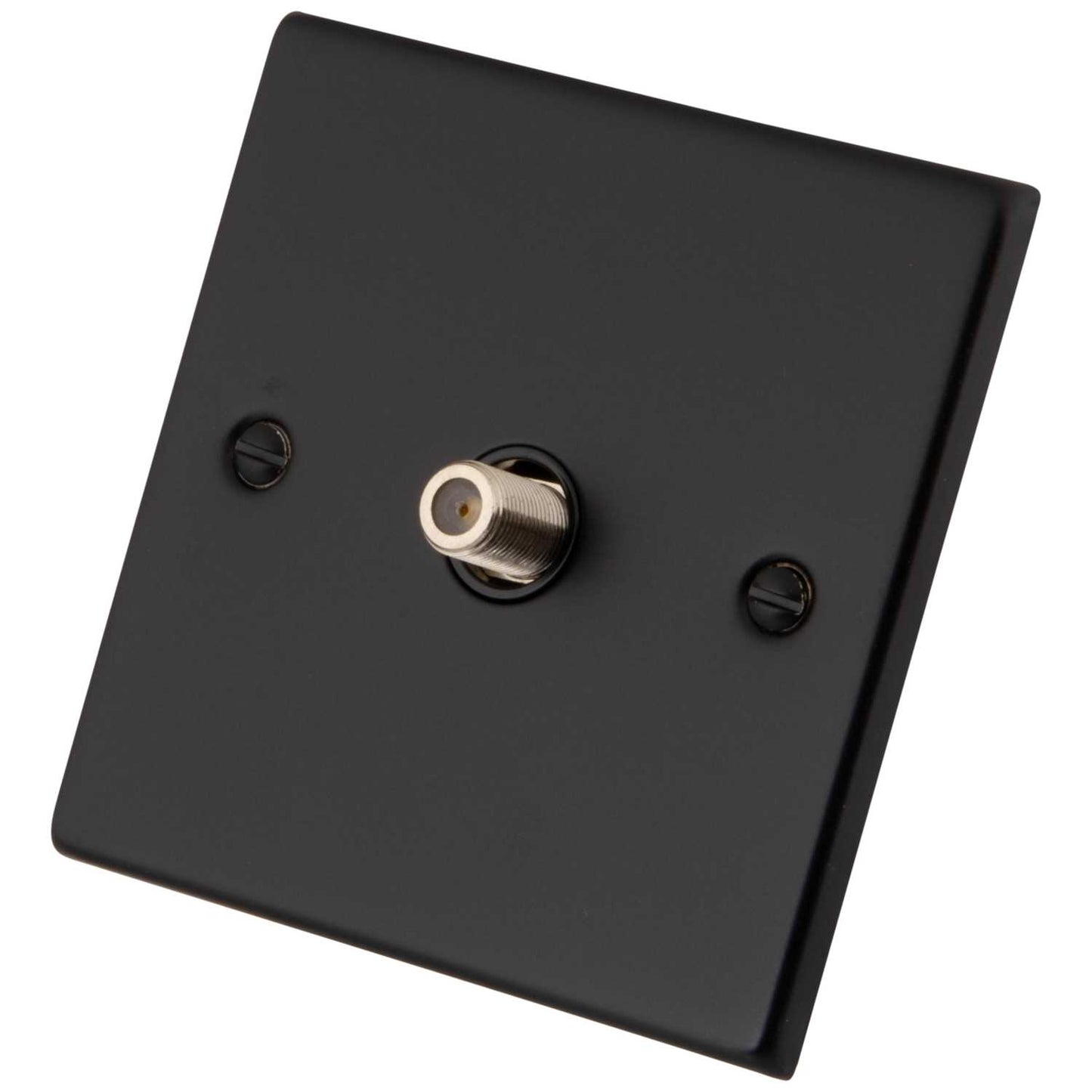 M2 Decorative 1 Gang Satellite Socket Black Insert Painted Matt Black