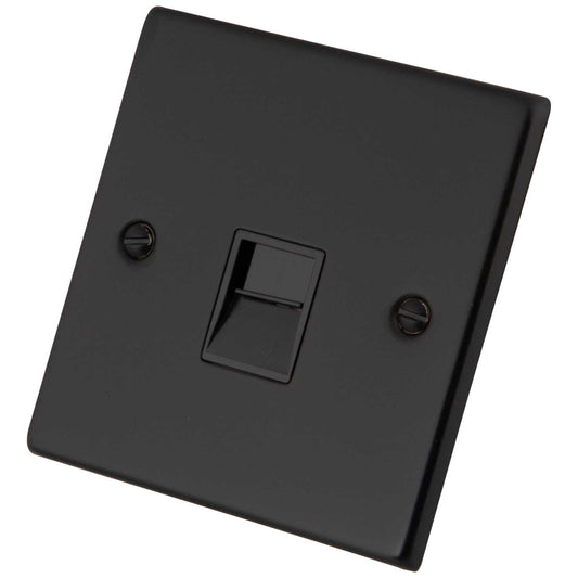 M2 Decorative 1 Gang Master Telephone Socket Black Insert Painted Matt Black