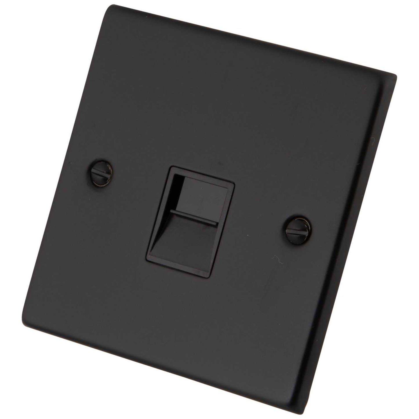 M2 Decorative 1 Gang Secondary Telephone Socket Black Insert Painted Matt Black