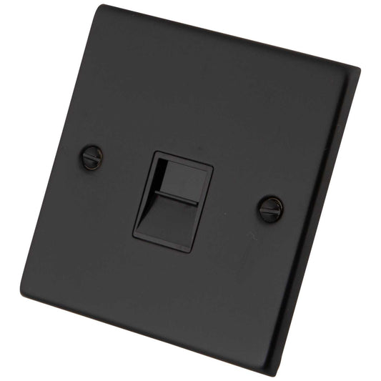 M2 Decorative 1 Gang Secondary Telephone Socket Black Insert Painted Matt Black