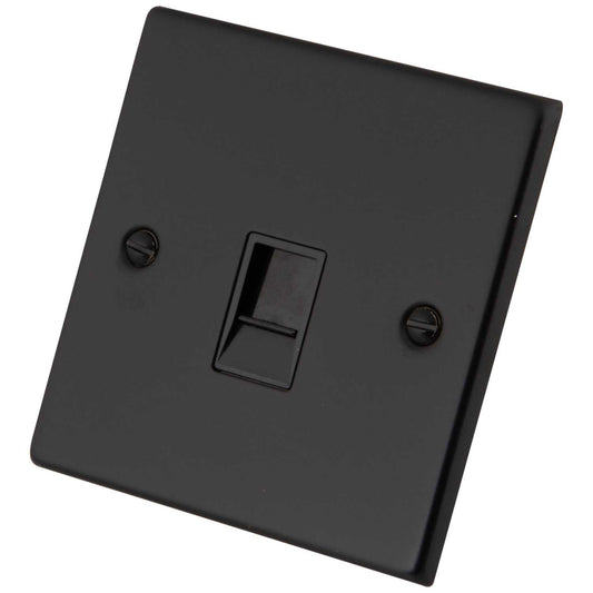 M2 Decorative 1 Gang RJ11 Telephone Socket Black Insert Painted Matt Black