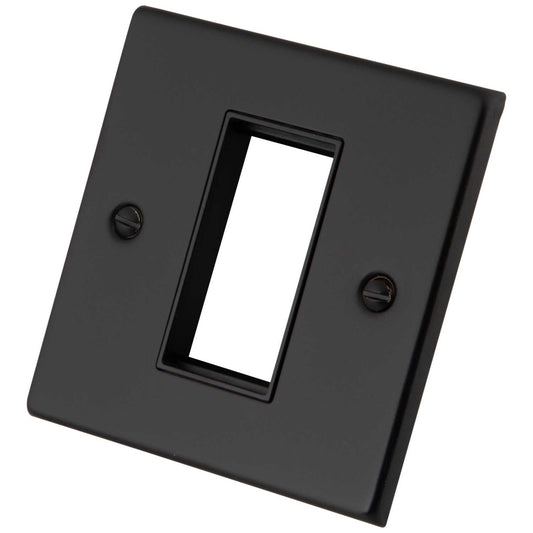 M2 1 Gang 1 Euro Module Front Plate Black Insert Painted Matt Black