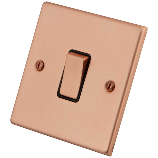 M2 Decorative 10A 1 Gang 2 Way Light Switch Black Insert Copper