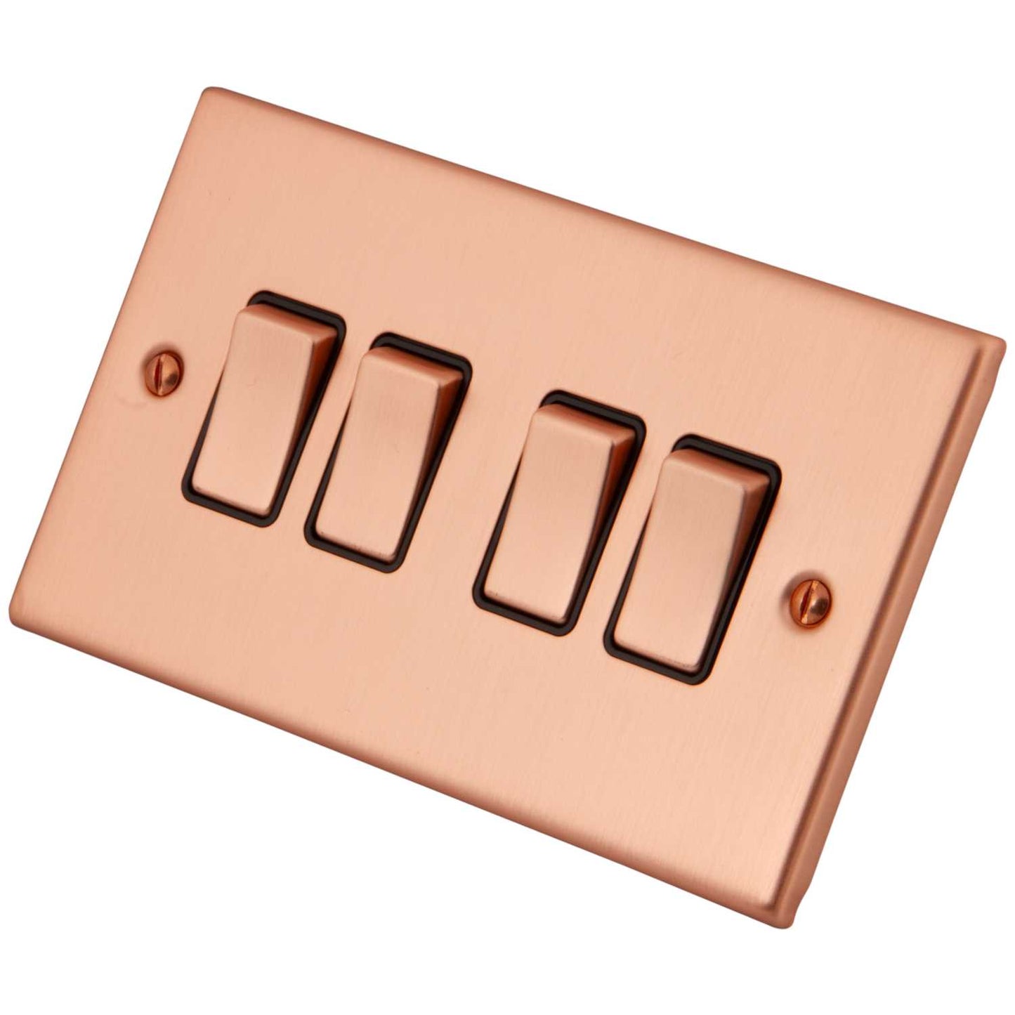 M2 Decorative 10A 4 Gang 2 Way Light Switch Black Insert Copper