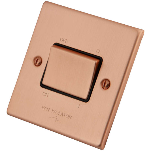 M2 Decorative 10A Triple Pole Fan Isolator Black Insert Copper