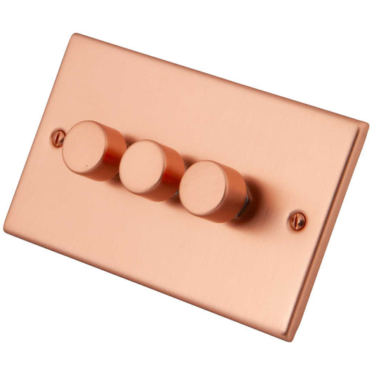 M2 Decorative 400W 3 Gang Leading Edge LED Dimmer Copper