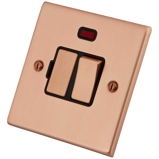 M2 Decorative 13A Switched Fused Spur with Neon Black Insert Copper