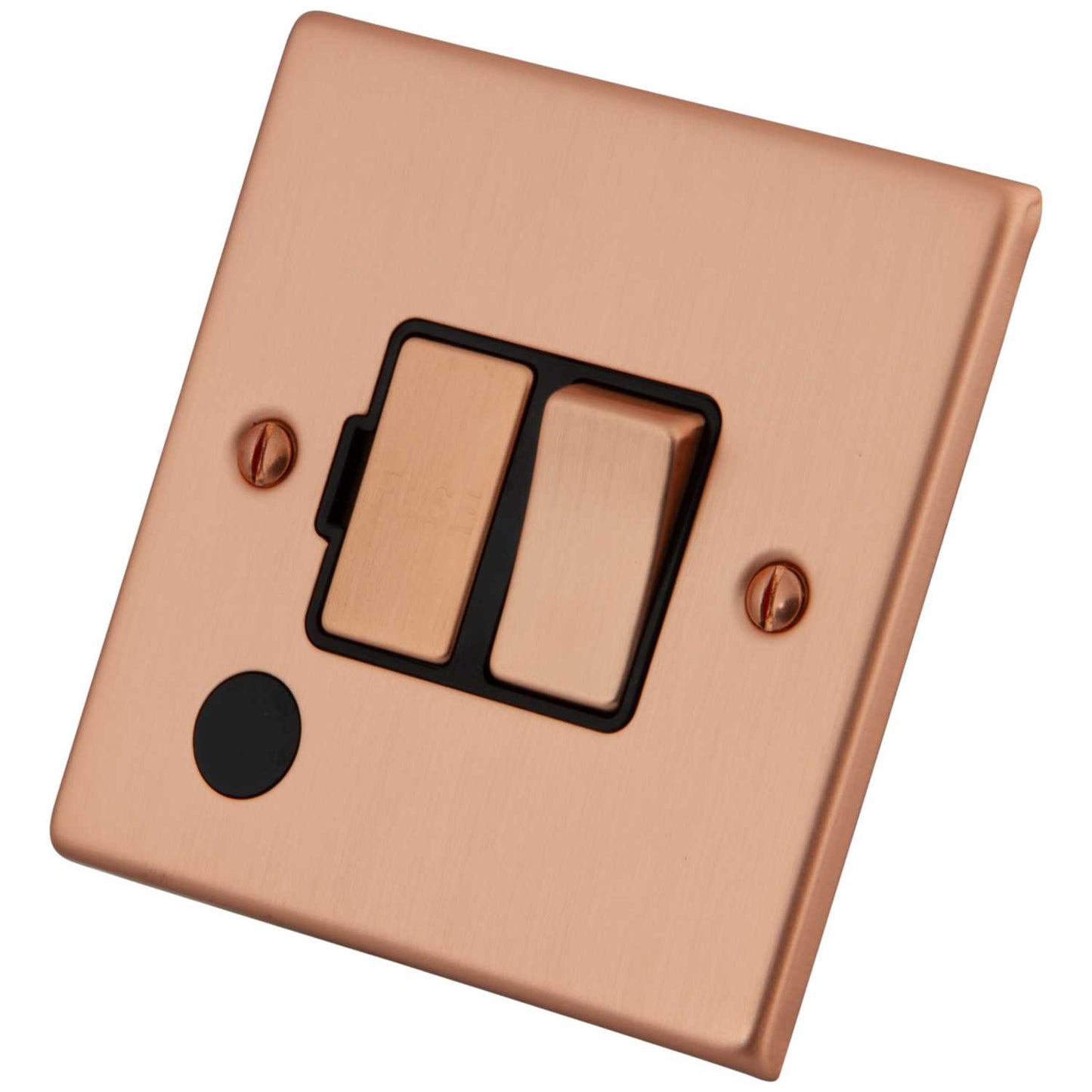 M2 Decorative 13A Switched Fused Spur with Flex Outlet Black Insert Copper