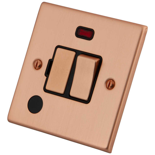M2 Decorative 13A Switched Fused Spur with Neon and Flex Outlet Black Insert Copper