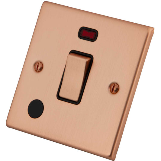 M2 Decorative 20A DP Switch with Neon and Flex Outlet Black Insert Copper