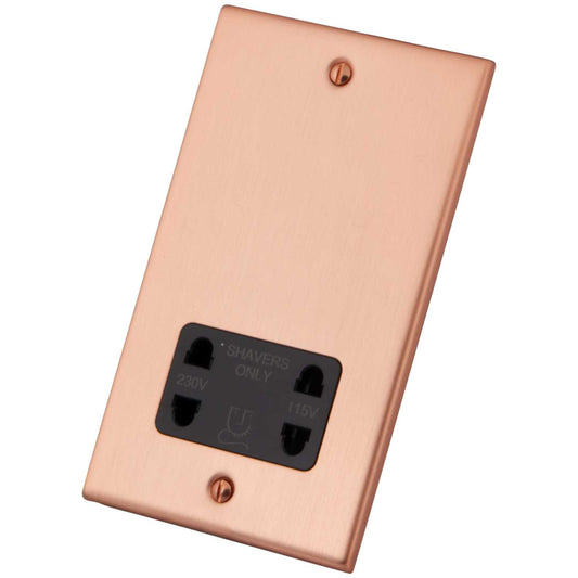 M2 Decorative Dual Voltage Shaver Socket Black Insert Copper