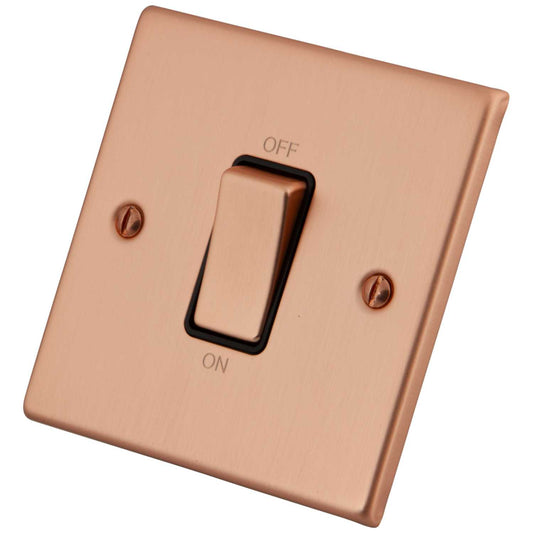 M2 Decorative 45A DP 1 Gang Switch Black Insert Copper