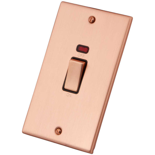 M2 Decorative 45A DP 2 Gang Vertical Switch with Neon Black Insert Copper