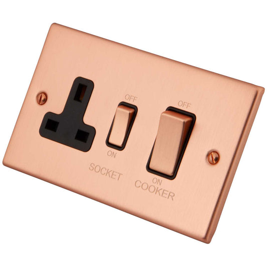 M2 Decorative 45A Cooker Control Unit Black Insert Copper