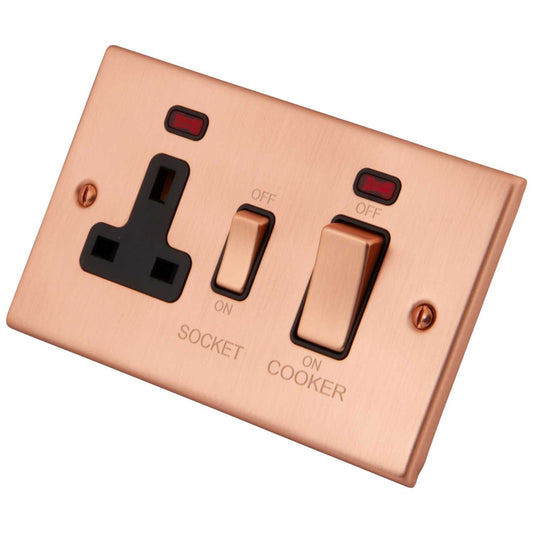 M2 Decorative 45A Cooker Control Unit with Neon Black Insert Copper