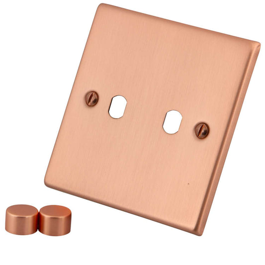 M2 Decorative 2 Gang Unfurnished Dimmer Plate Copper