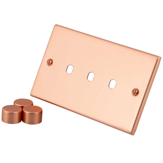 M2 Decorative 3 Gang Unfurnished Dimmer Plate Copper